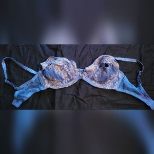 L'Agent Provocateur blue & gold peek a boo balconette bra